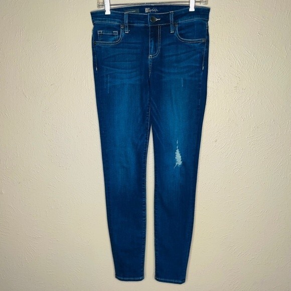 Kut From the Kloth Women's Toothpick Skinny Distressed Blue Jeans in Size 2 - Picture 2 of 11